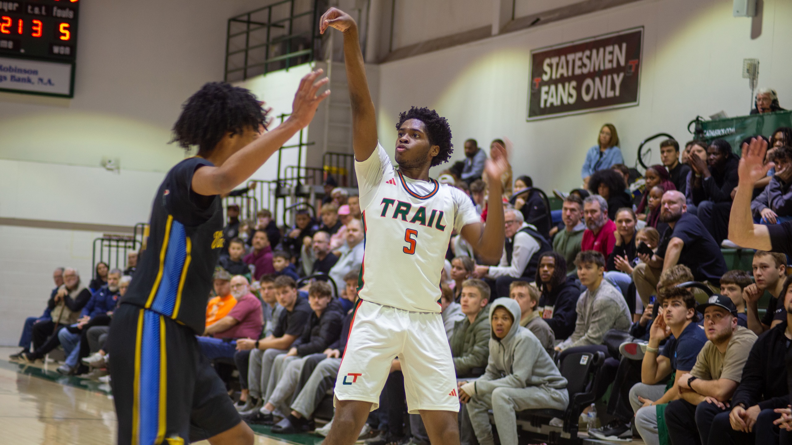 Lincoln Trail College&rsquo;s Jared Jackson follows through on a shot during a Statesmen game at the LTC Sports Center.